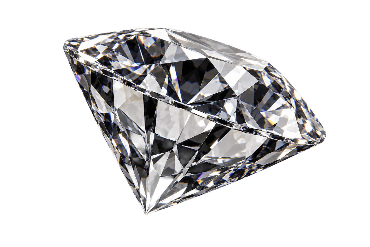 Brilliant-cut diamond tilted on its side