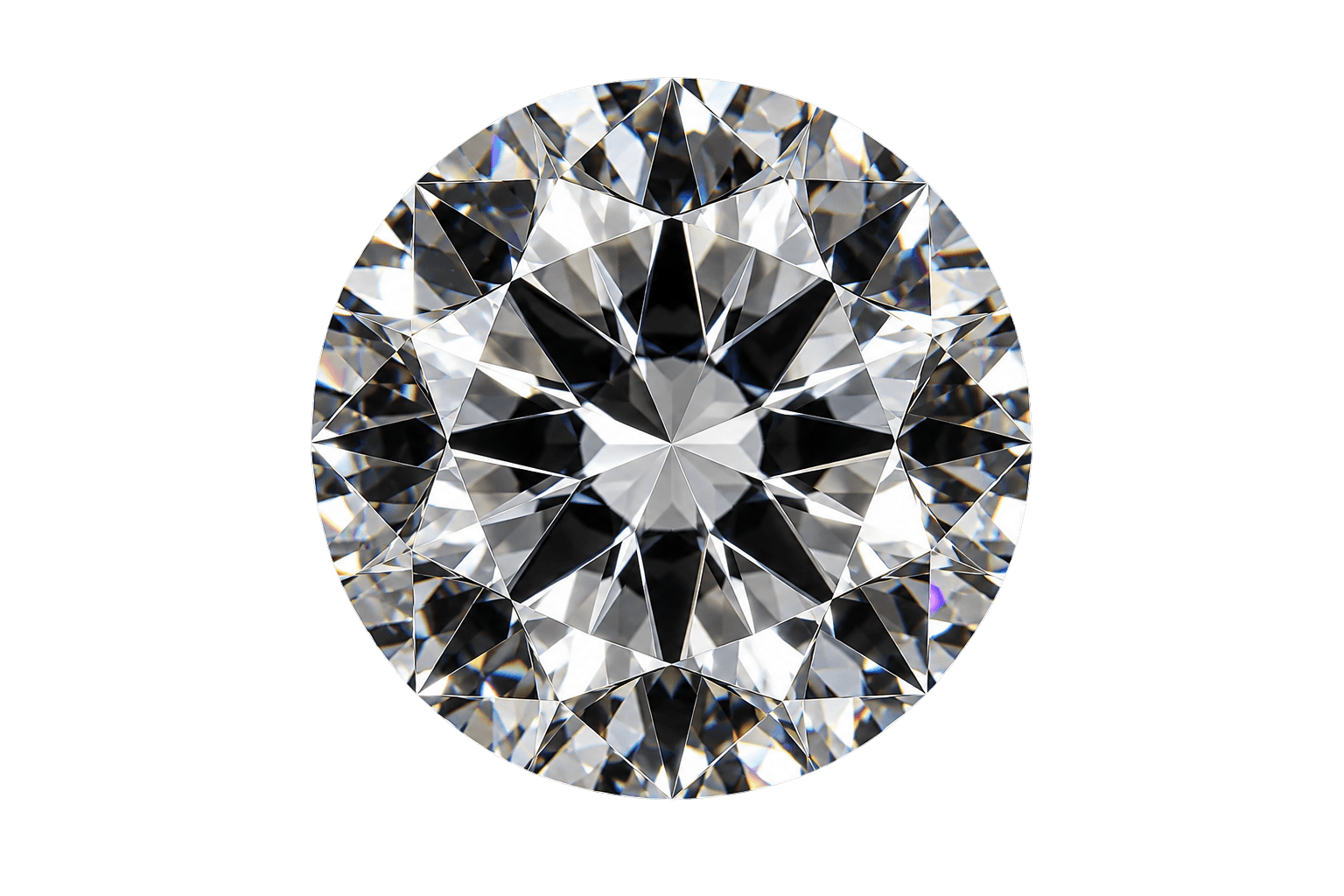 Diamond viewed face-up, showing its facets